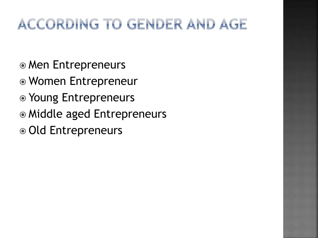 according to gender and age