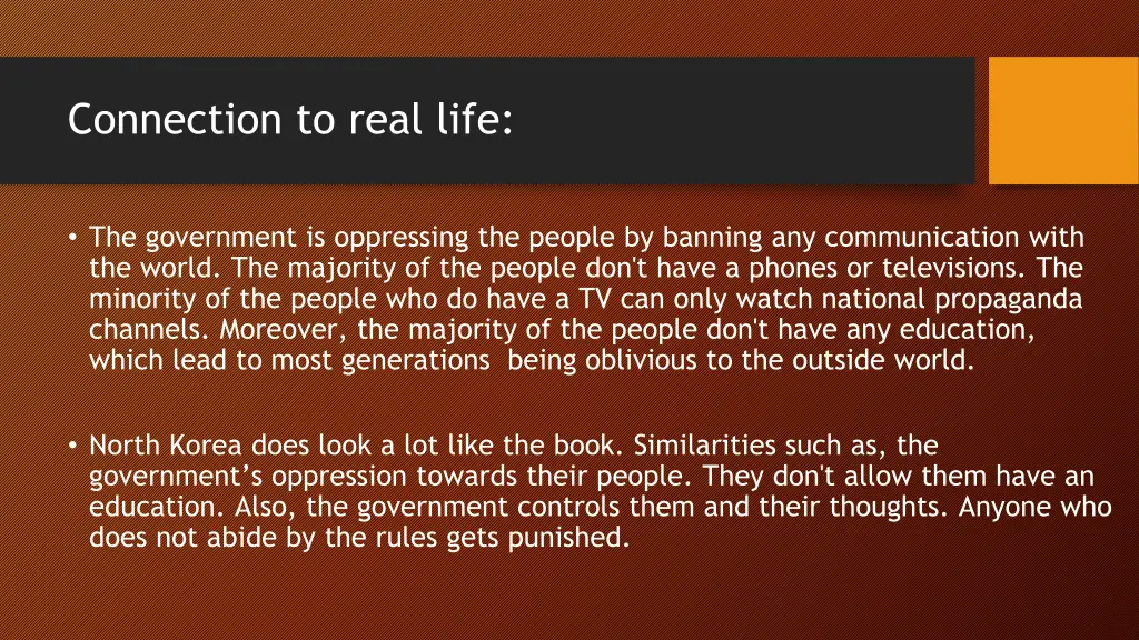 connection to real life
