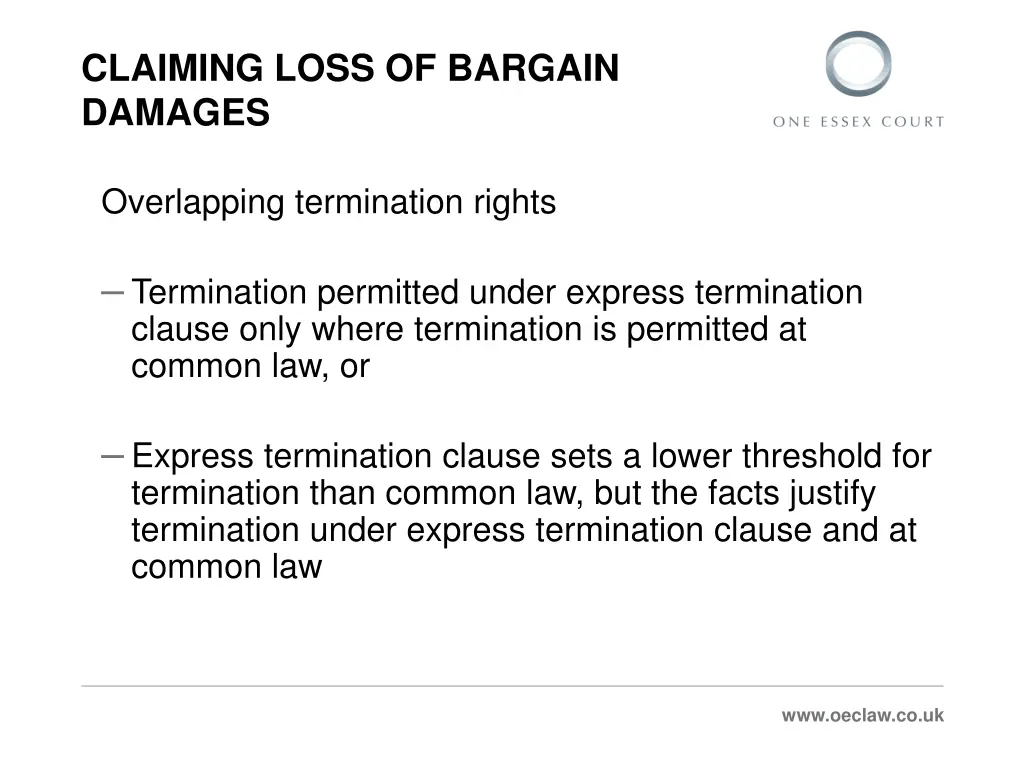 claiming loss of bargain damages 1