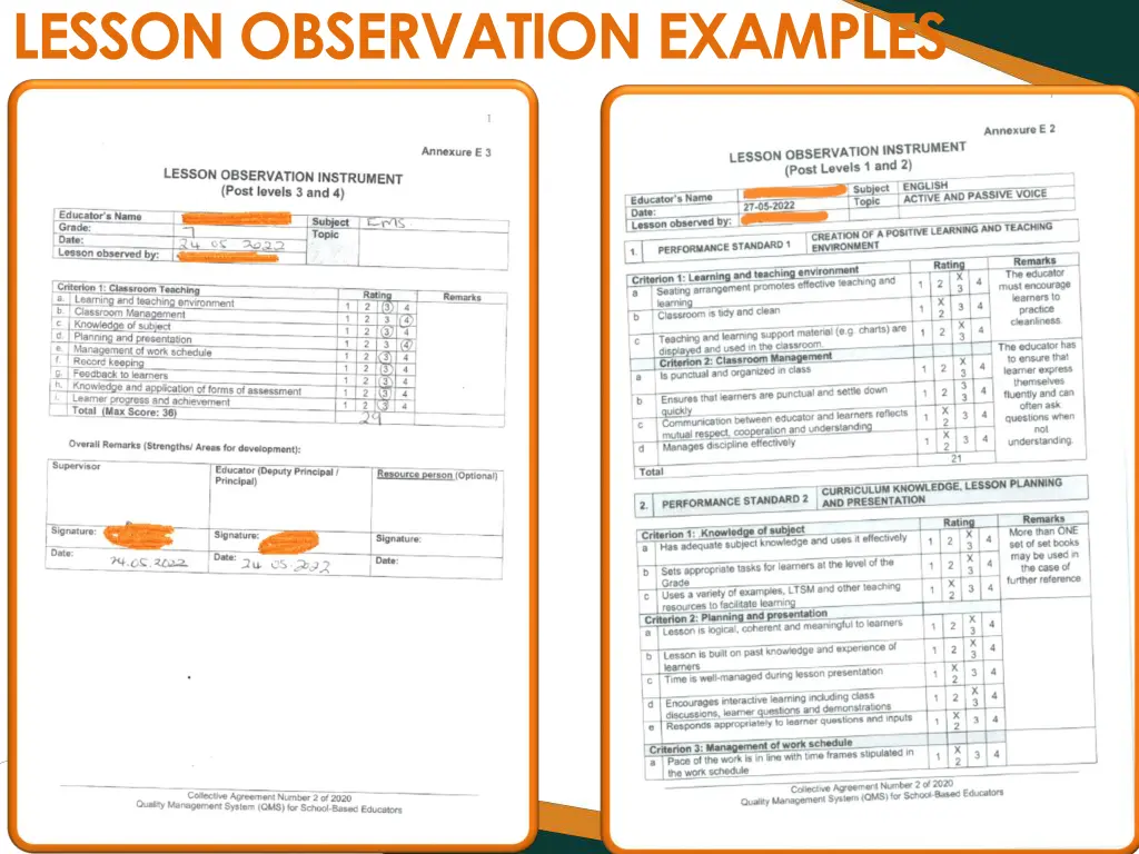 lesson observation examples 1