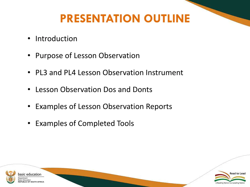 presentation outline