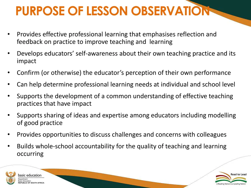 purpose of lesson observation