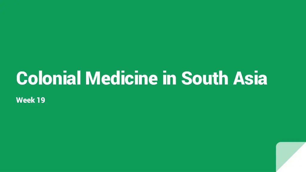 colonial medicine in south asia