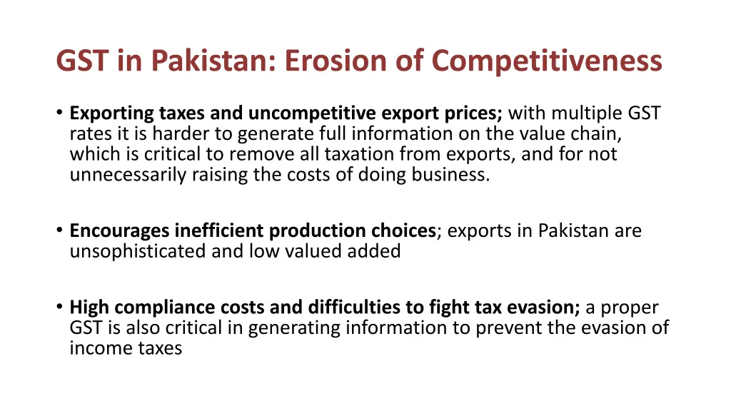 gst in pakistan erosion of competitiveness