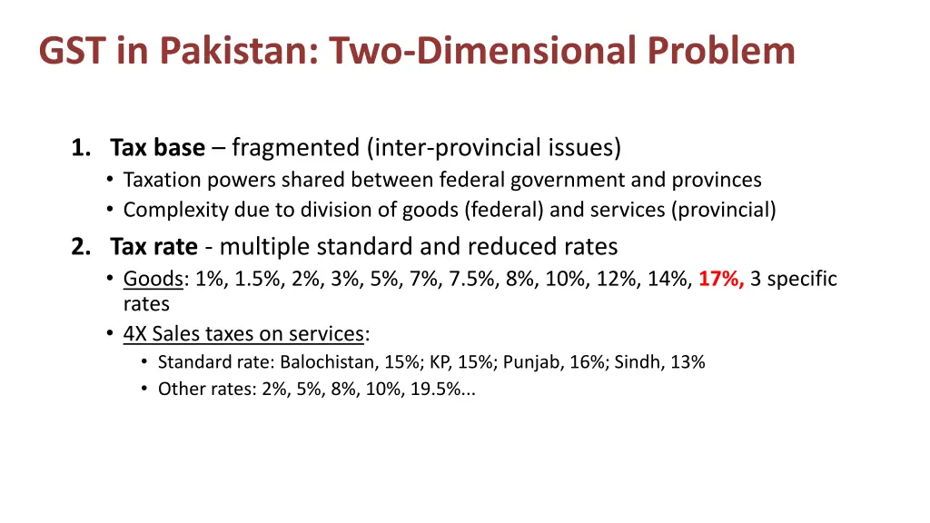 gst in pakistan two dimensional problem