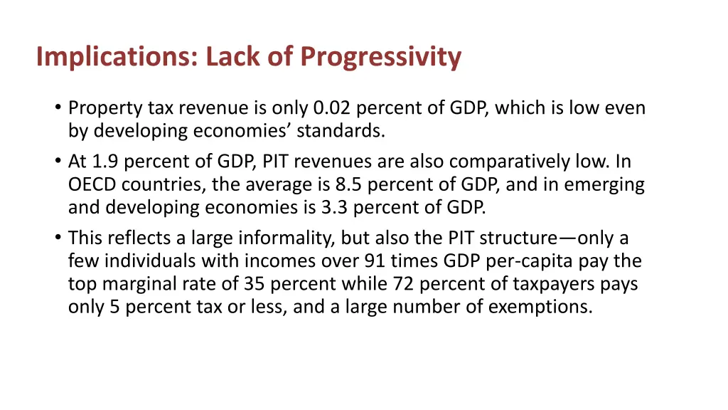 implications lack of progressivity