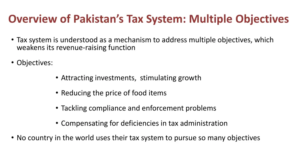 overview of pakistan s tax system multiple