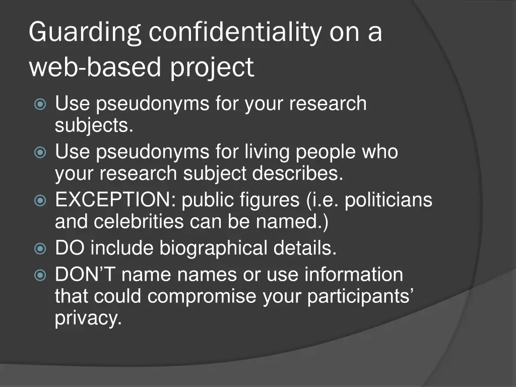 guarding confidentiality on a web based project