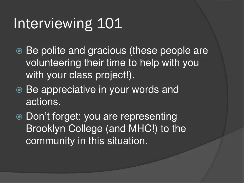 interviewing 101