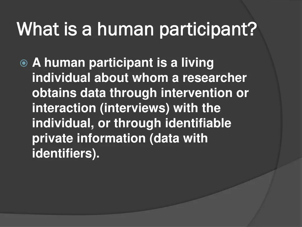 what is a human participant what is a human