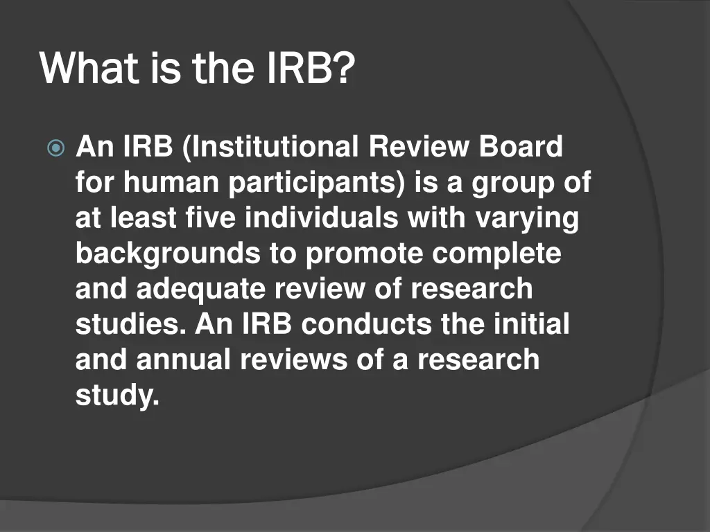 what is the irb what is the irb
