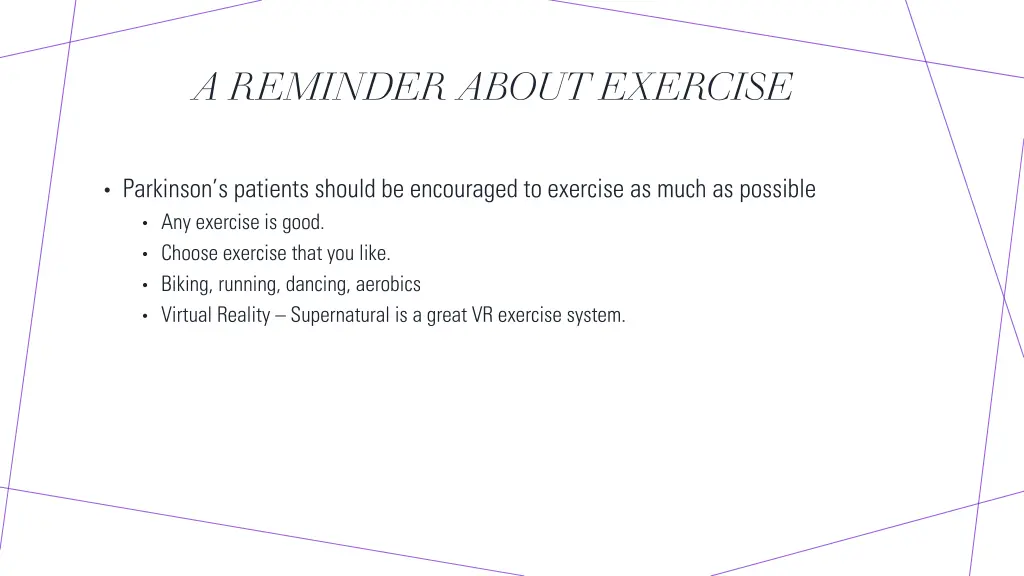 a reminder about exercise