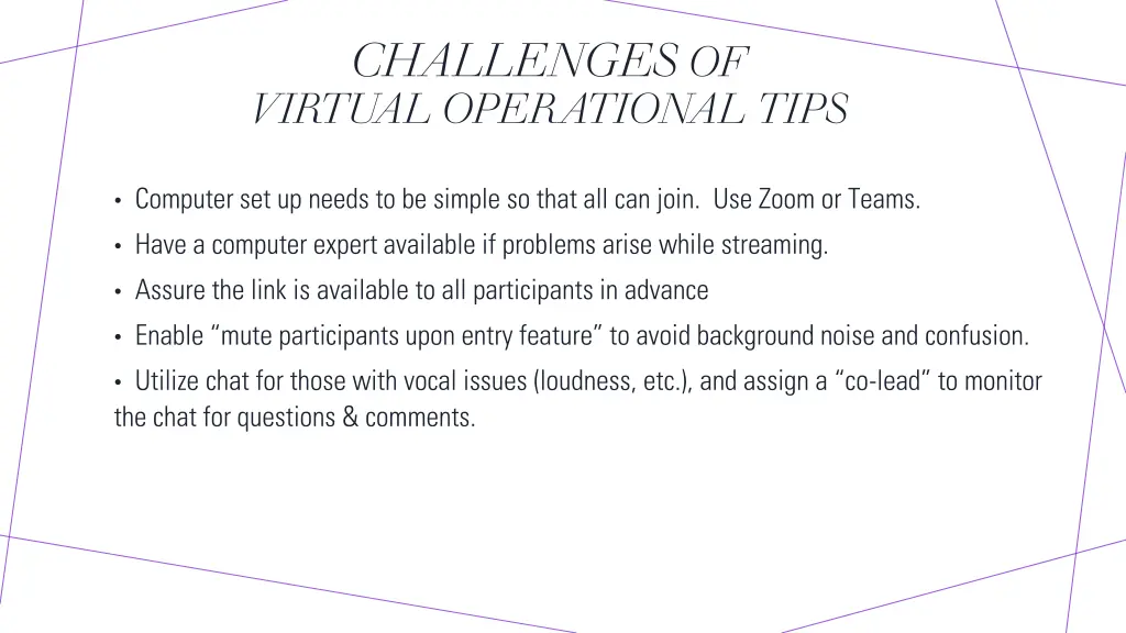 challenges of virtual operational tips