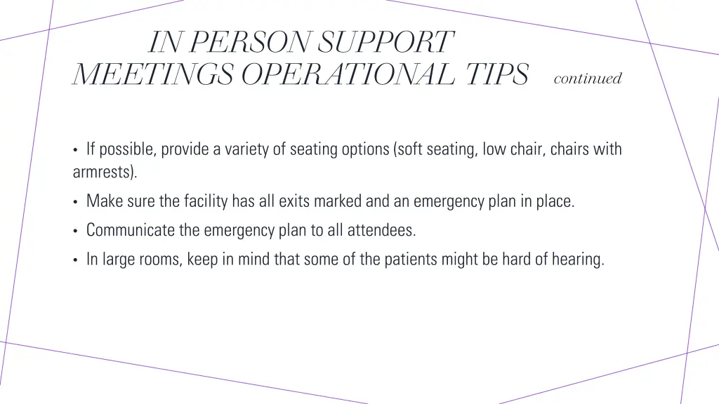 in person support meetings operational tips 1