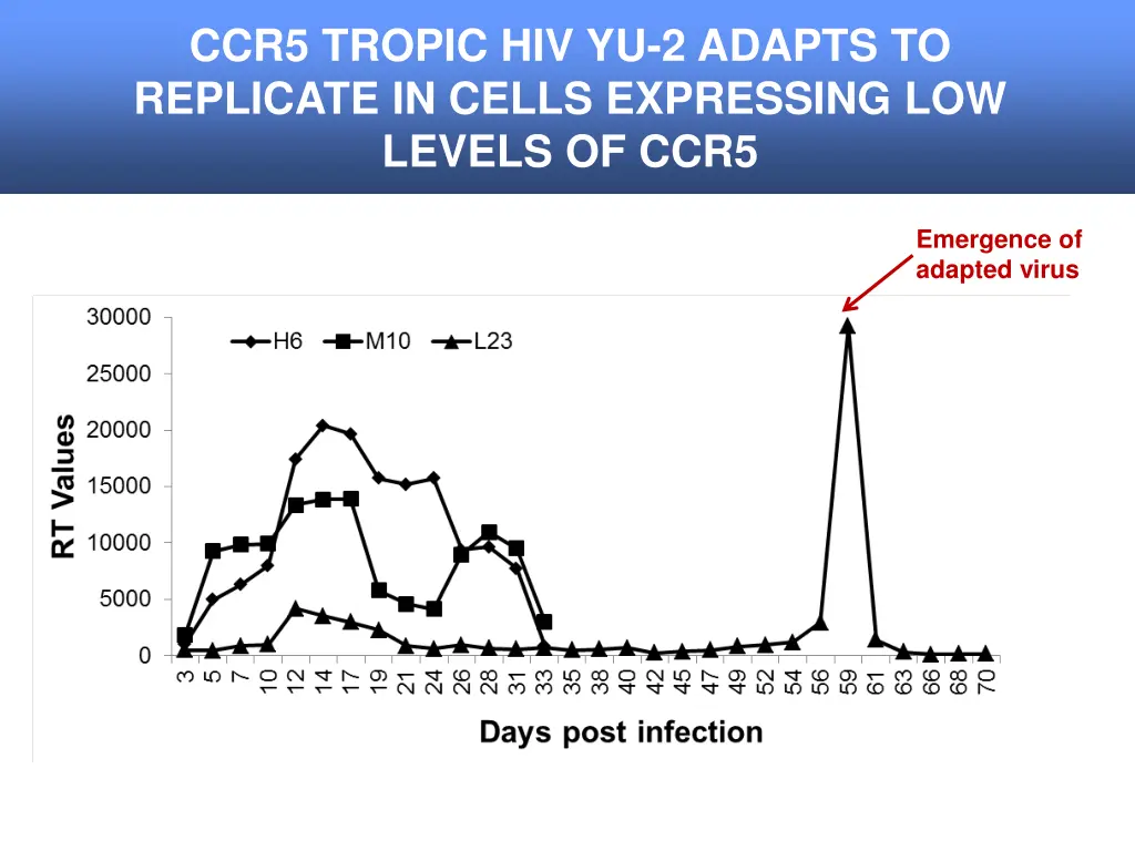 ccr5 tropic hiv yu 2 adapts to replicate in cells