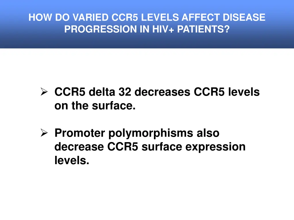 how do varied ccr5 levels affect disease