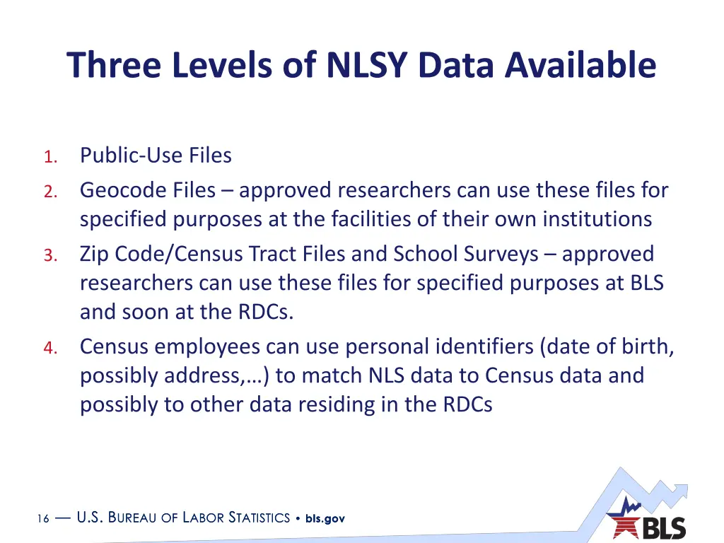 three levels of nlsy data available