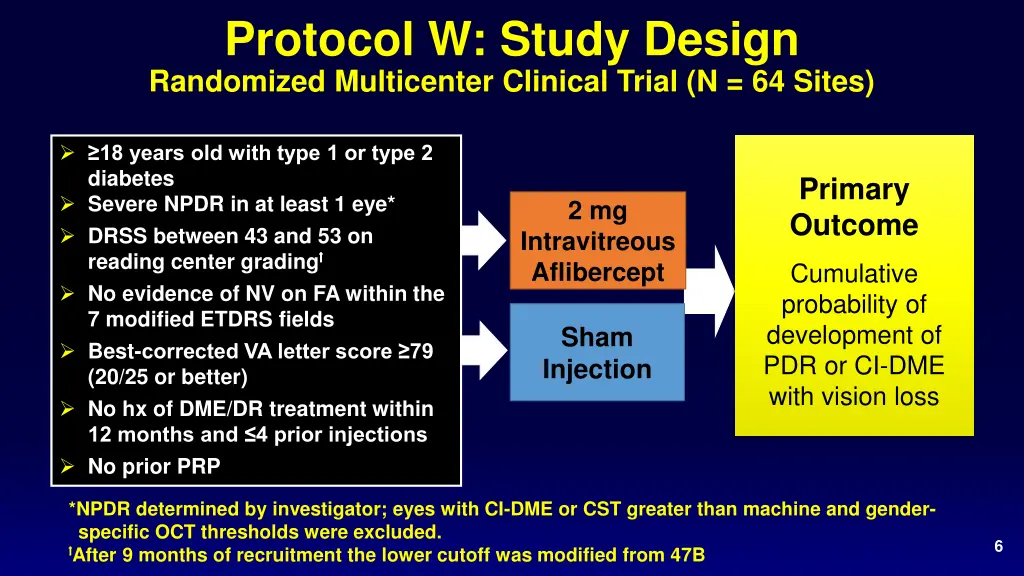 protocol w study design randomized multicenter