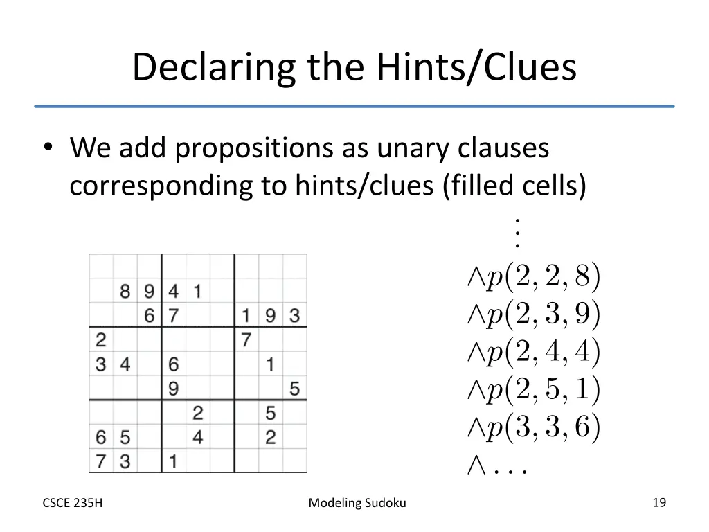 declaring the hints clues