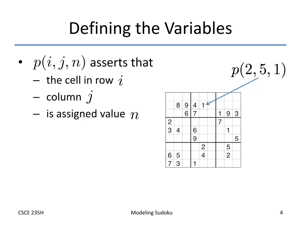 defining the variables