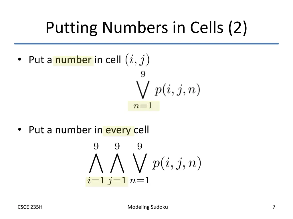 putting numbers in cells 2