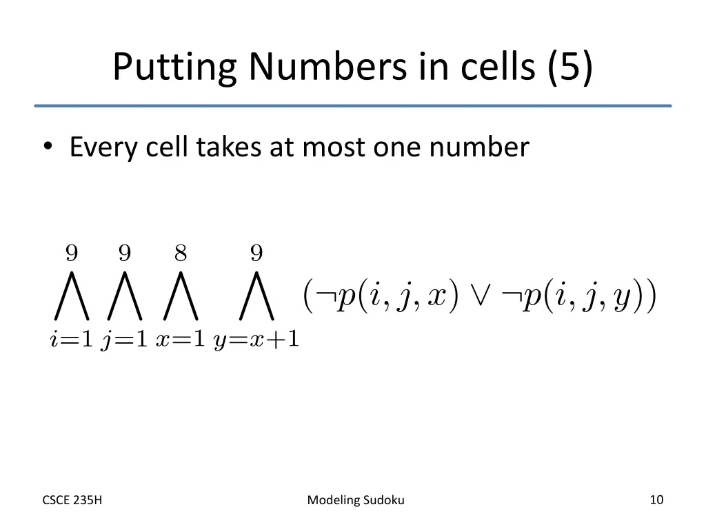 putting numbers in cells 5