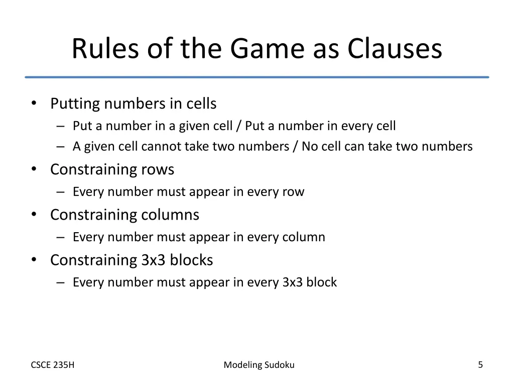 rules of the game as clauses