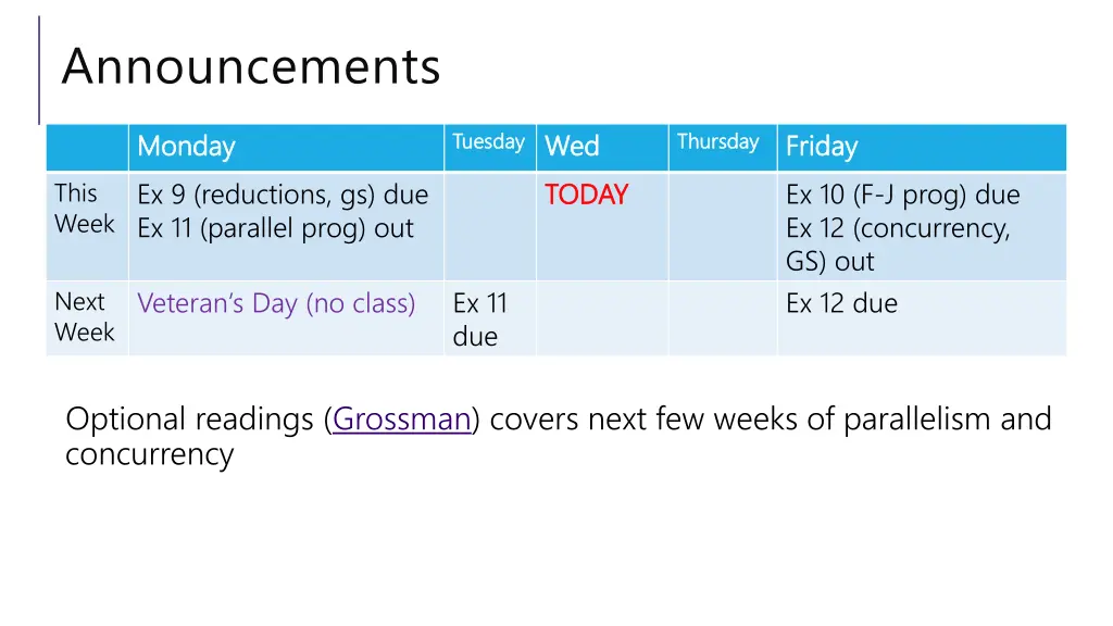 announcements