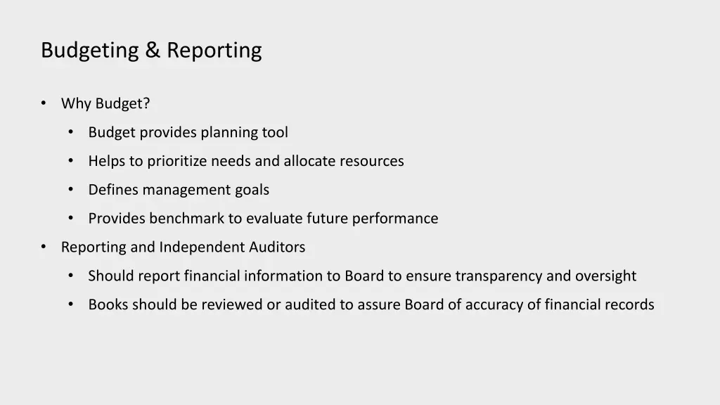 budgeting reporting