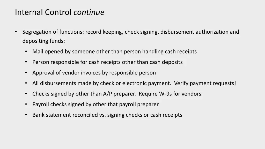 internal control continue