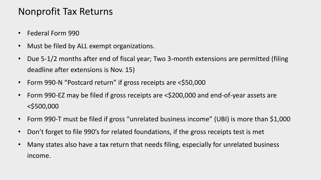 nonprofit tax returns