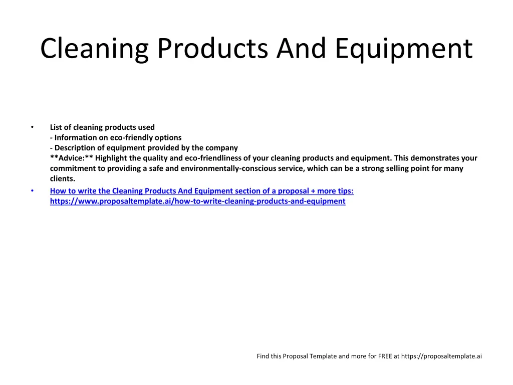 cleaning products and equipment