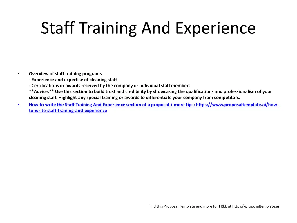 staff training and experience