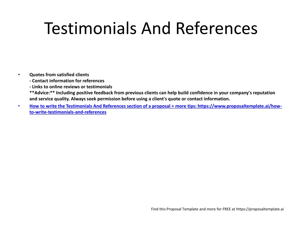 testimonials and references