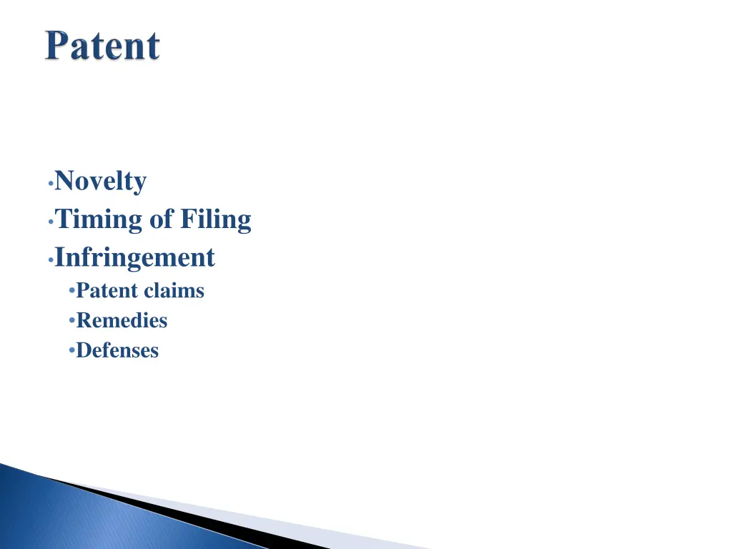 novelty timing of filing infringement patent