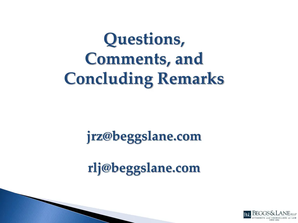 questions comments and concluding remarks