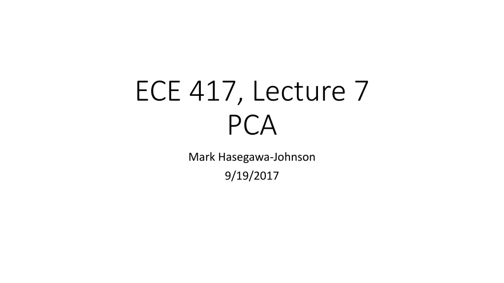 ece 417 lecture 7 pca
