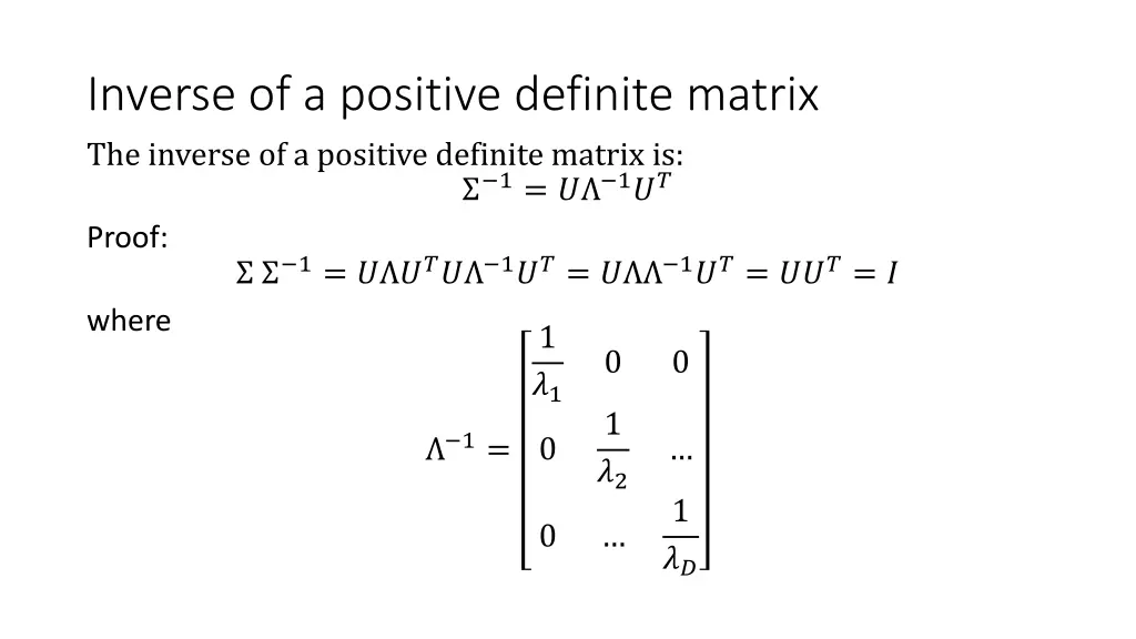 inverse of a positive definite matrix the inverse