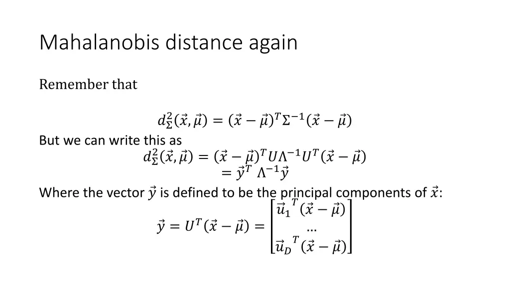 mahalanobis distance again