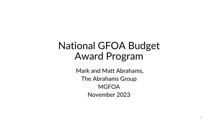 national gfoa budget award program