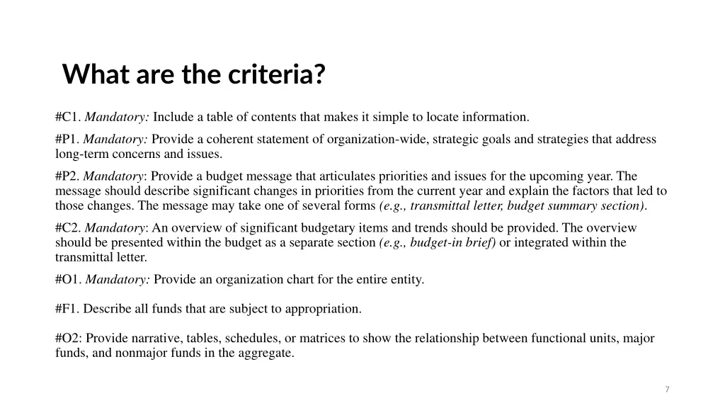 what are the criteria 1