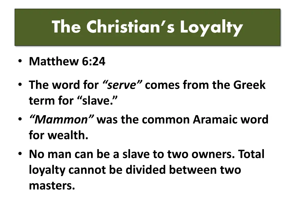 the christian s loyalty