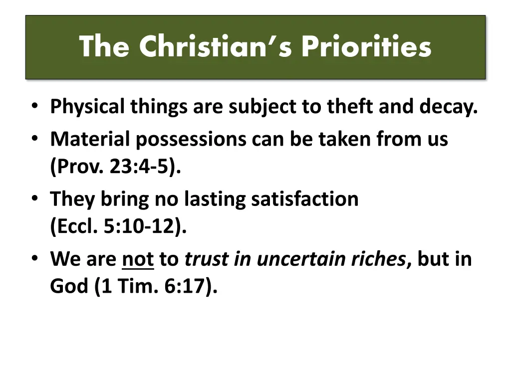 the christian s priorities 1