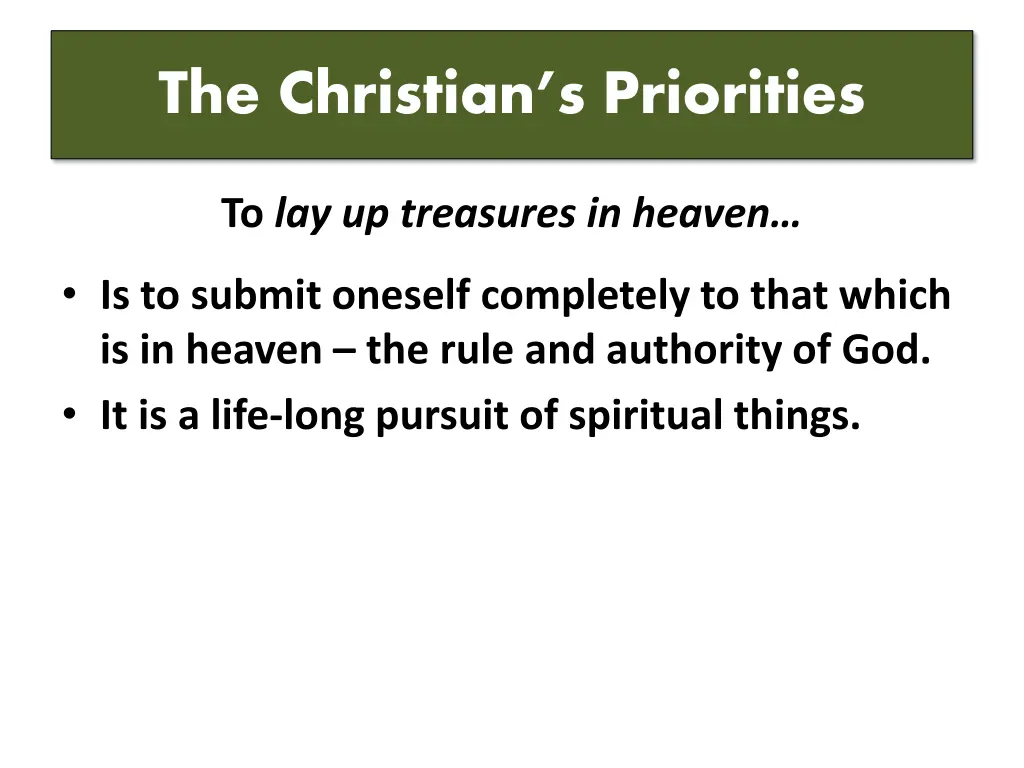 the christian s priorities 2