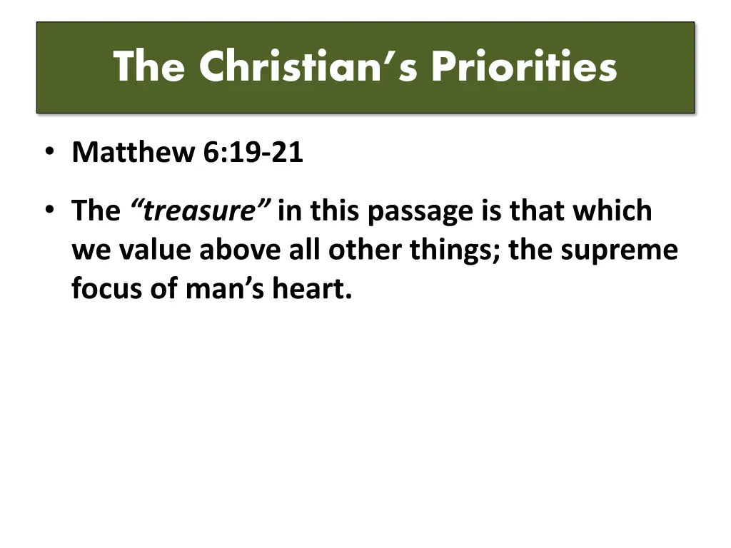 the christian s priorities