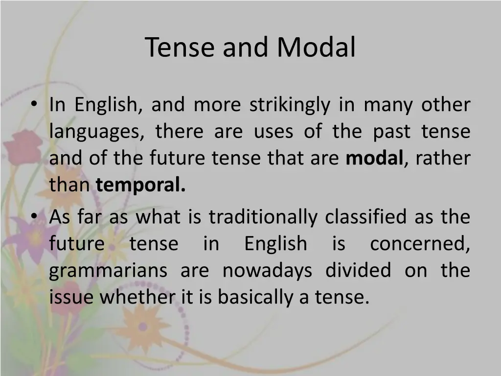 tense and modal