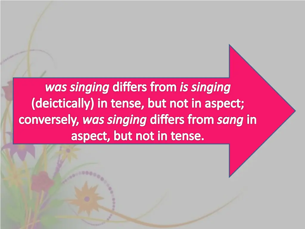 was singing differs from is singing deictically