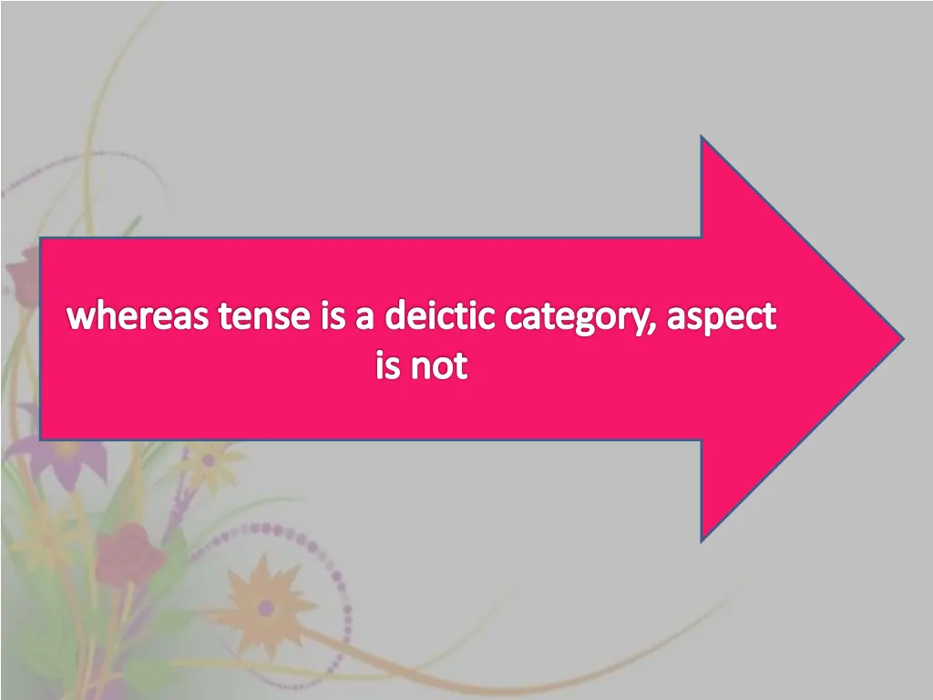 whereas tense is a deictic category aspect is not