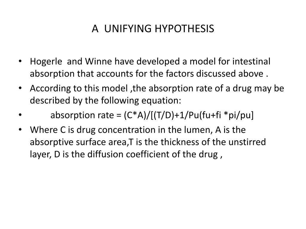 a unifying hypothesis