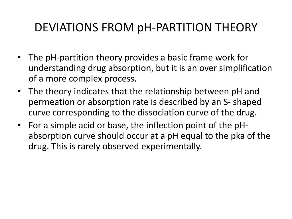 deviations from ph partition theory